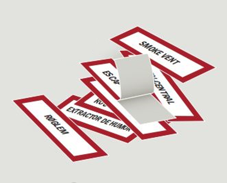 Labels, set for smoke ventilation system